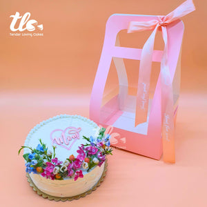 Mom’s Fresh Flowers Vanilla Cream Cake 6 inch round