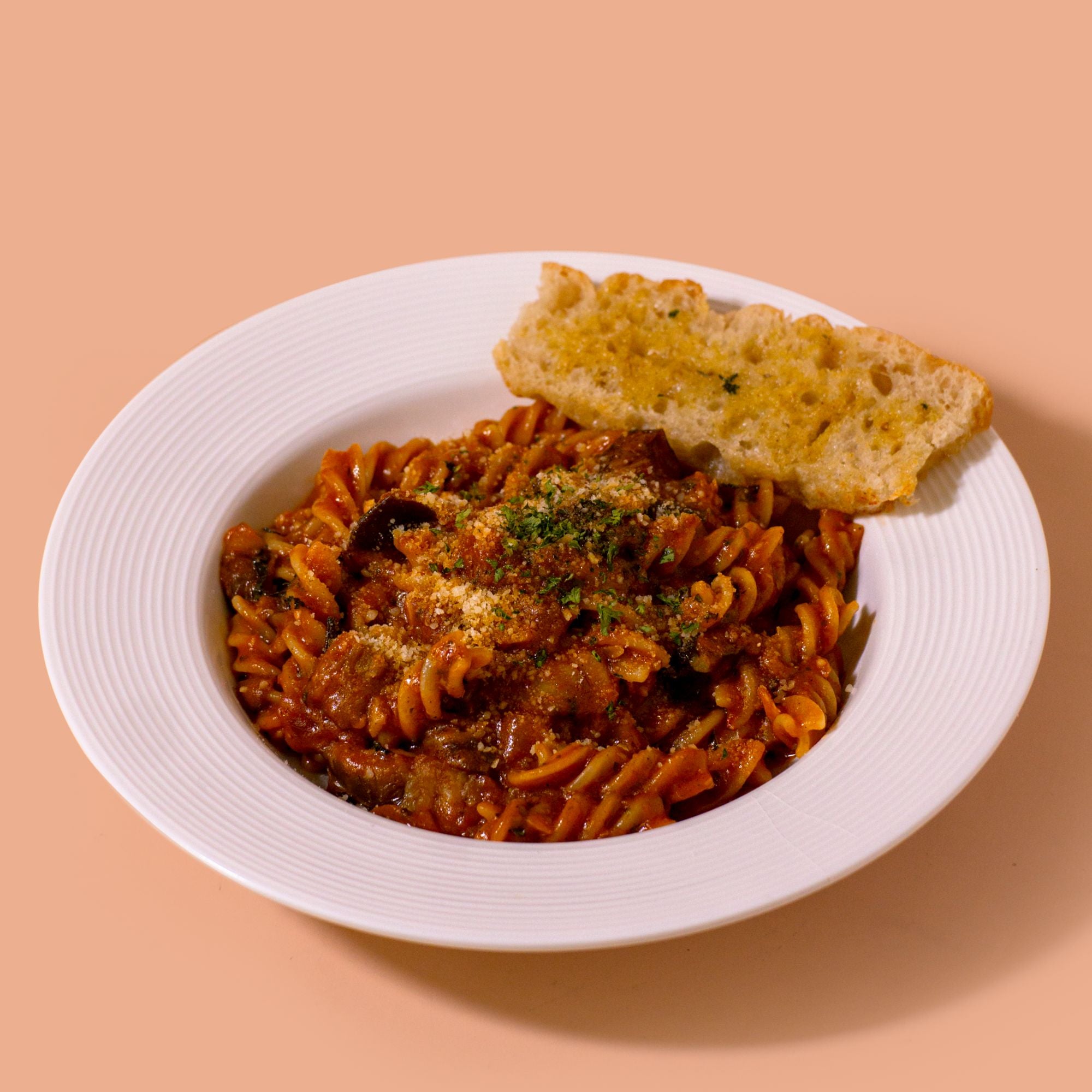 Cheesy Eggplant Fusili Pasta